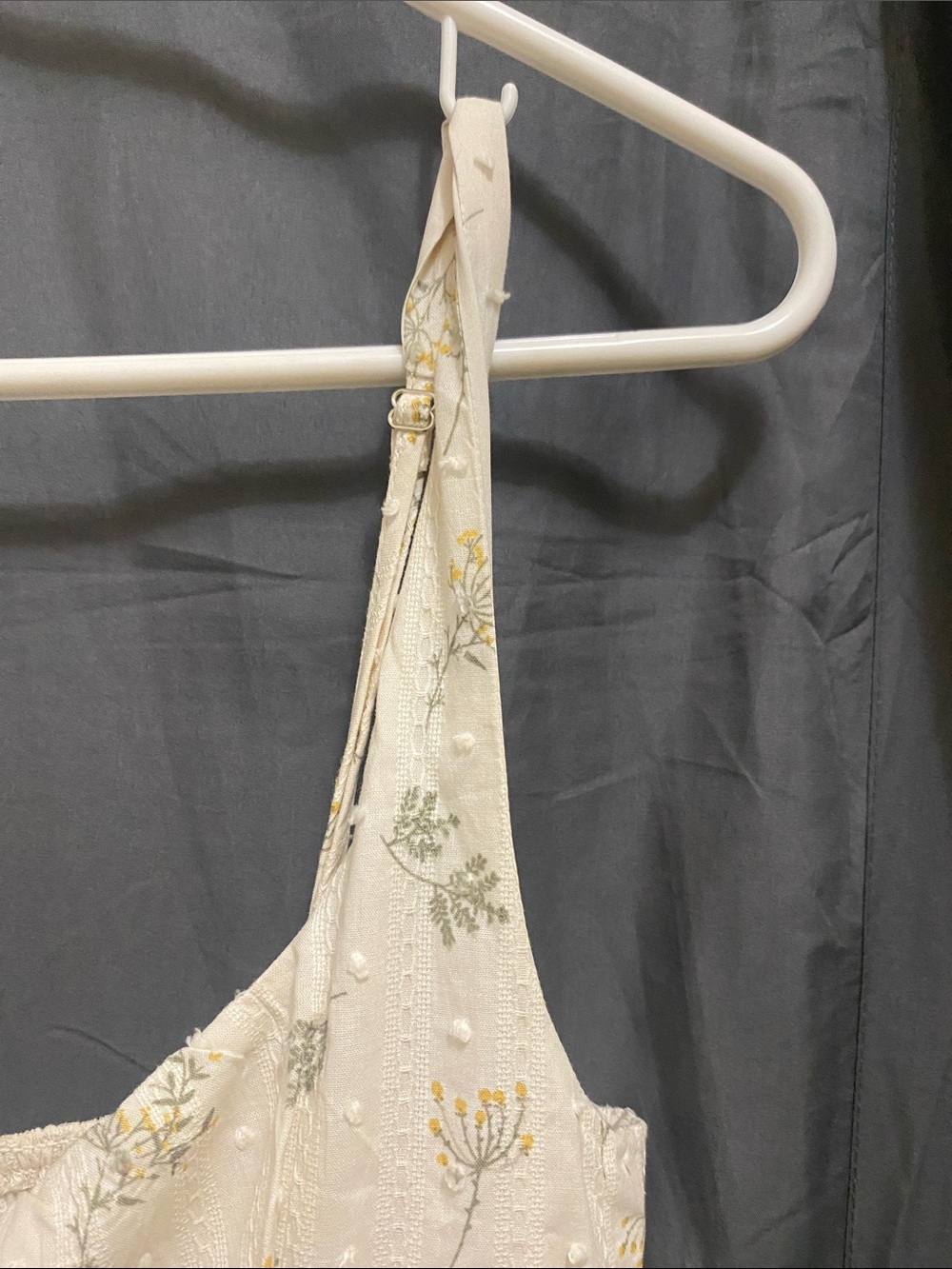 Blu Pepper Cream Floral Embroidered Spaghetti-Strap Midi Dress size large - Picture 8 of 10